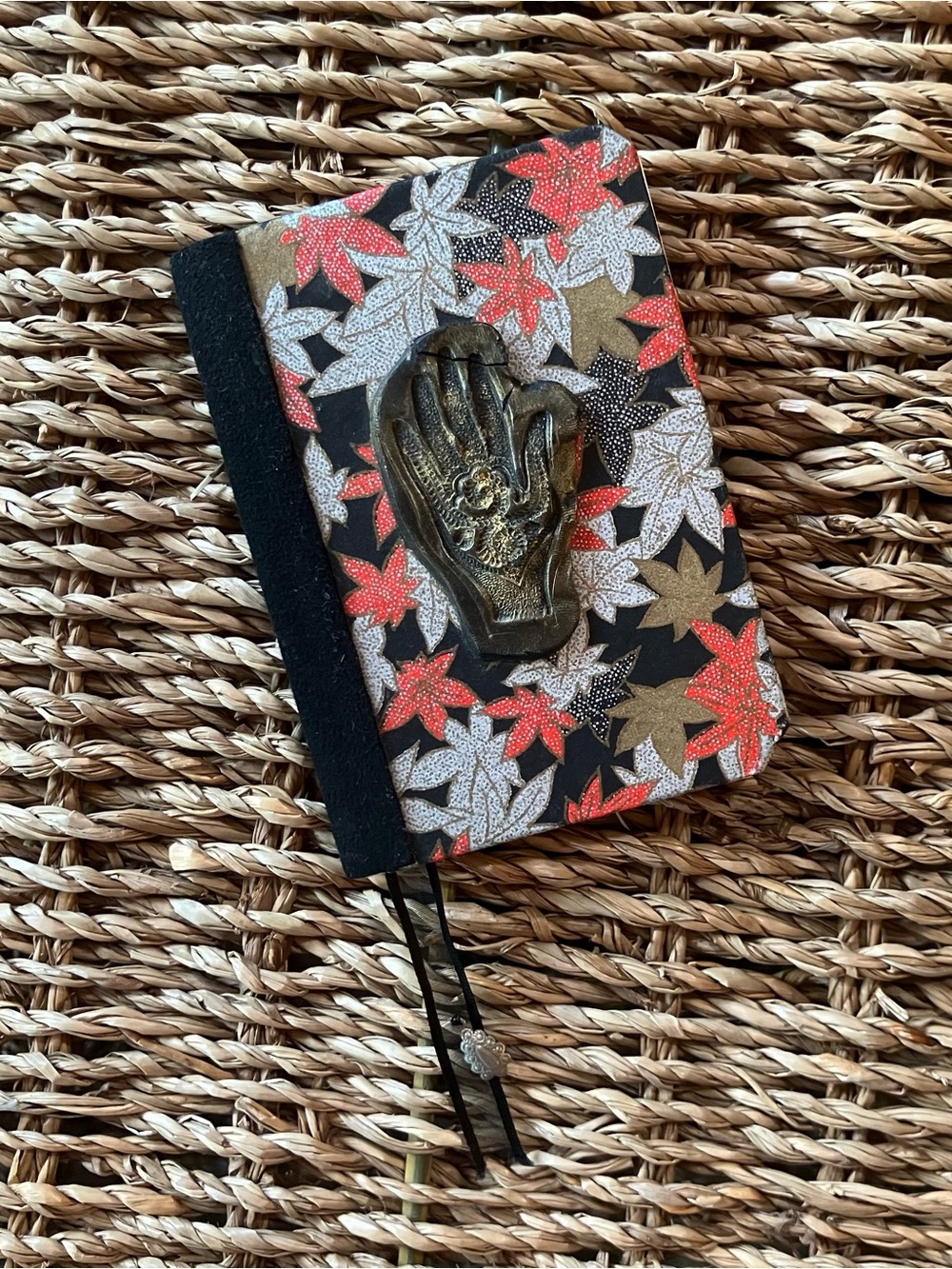 Leaf Pattern Small Notebook with Hand Design